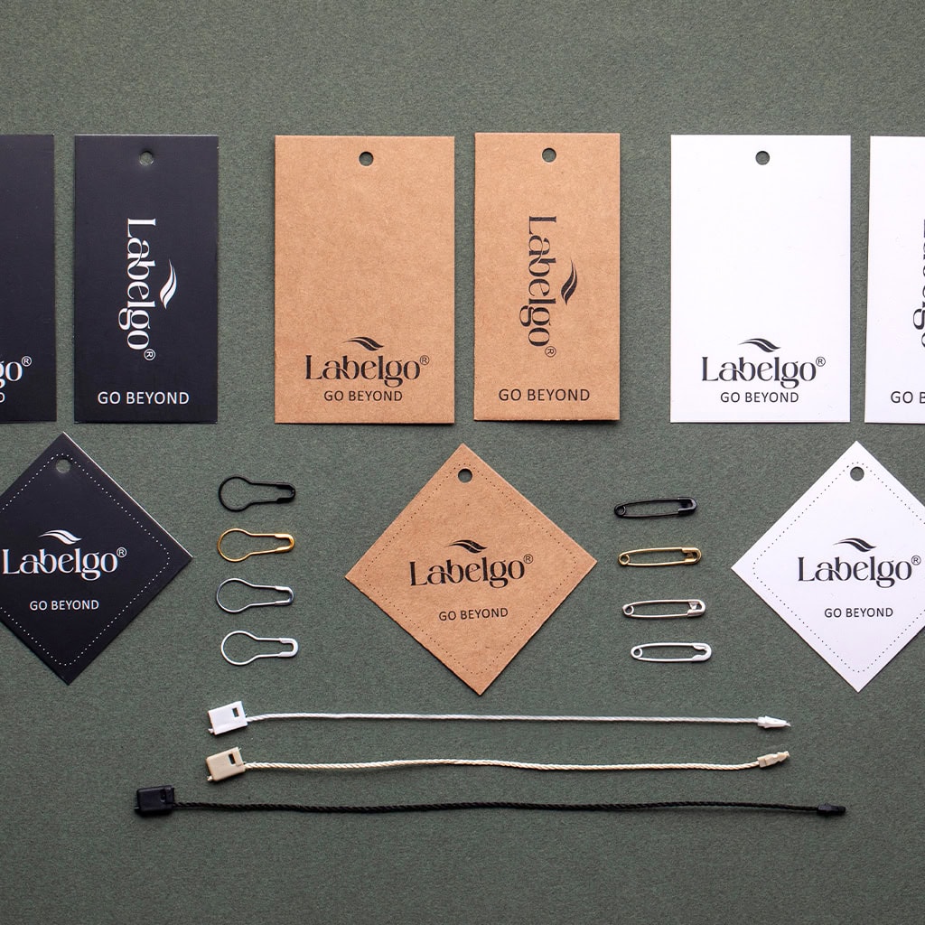 Mixed kraft hang tags with cords