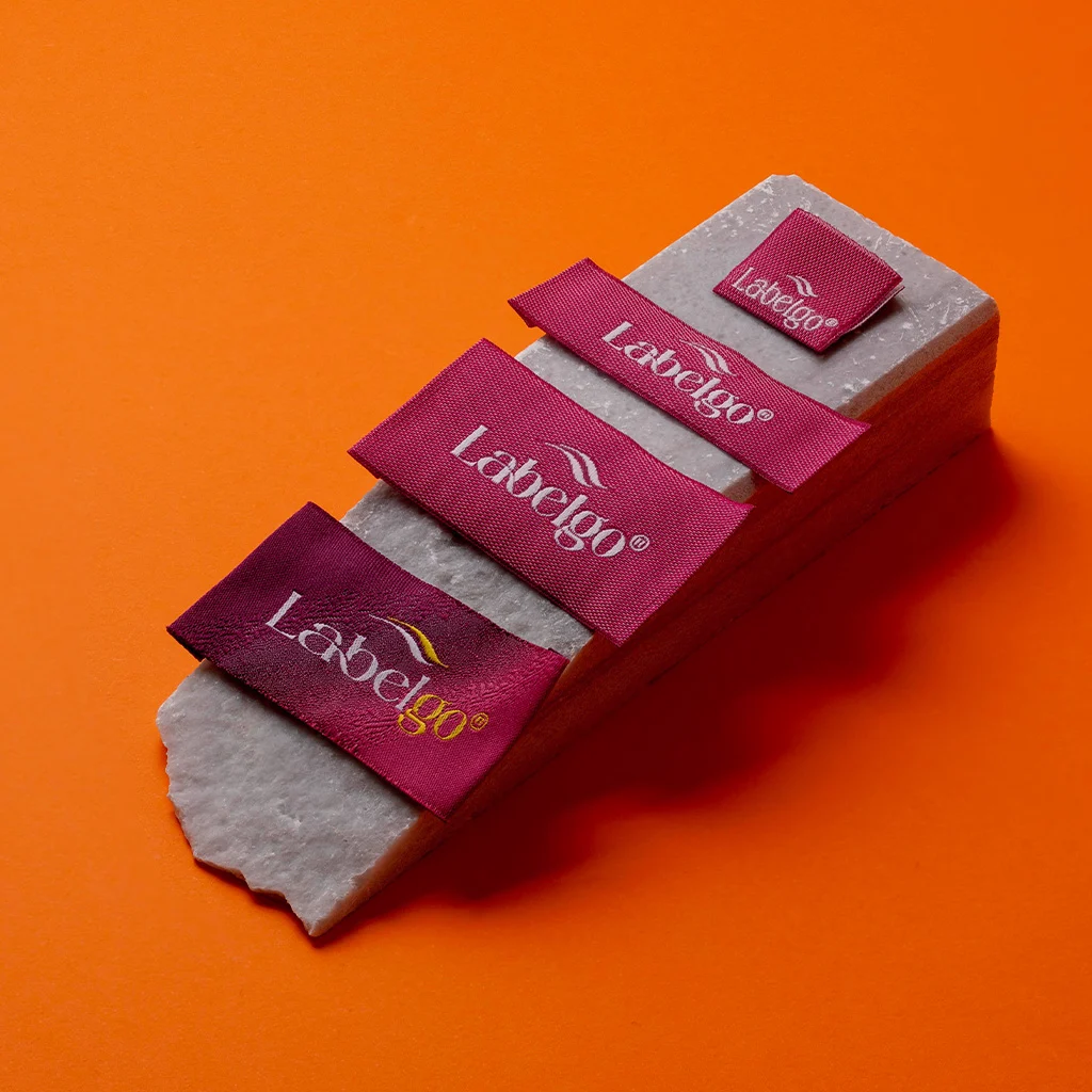 Burgundy Premium Woven Clothing Labels manufactured by LabelGo