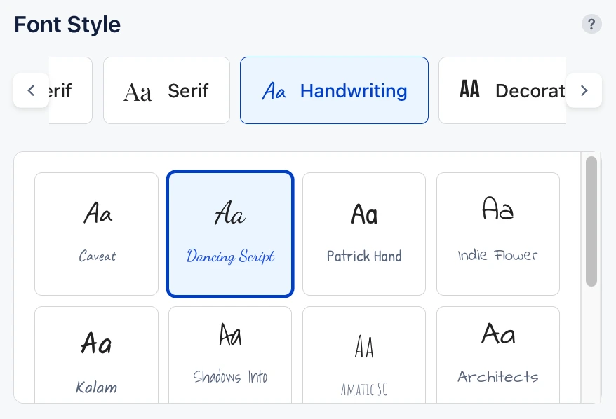 Select Font Style
