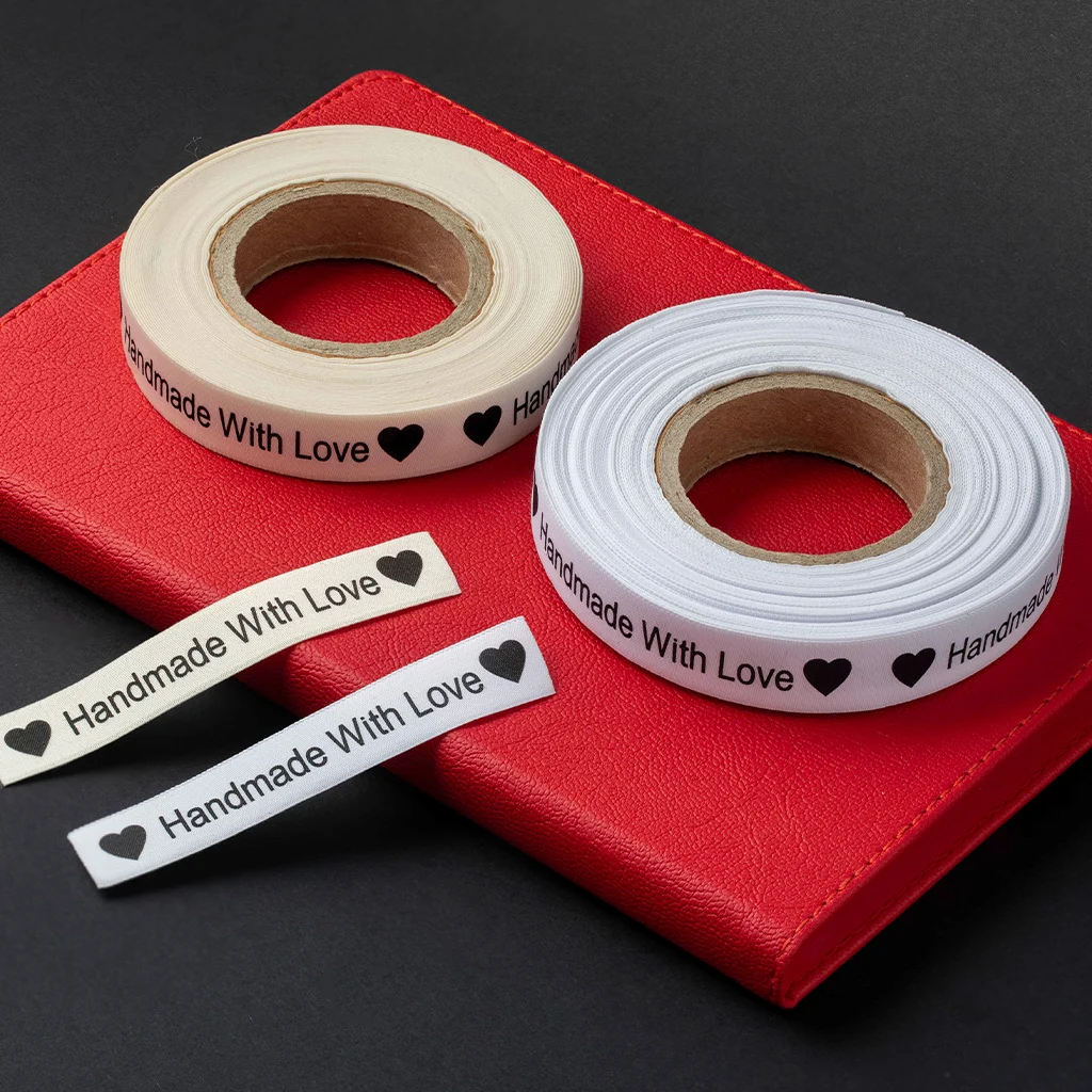 Premium Printed Apparel Labels on Red manufactured by LabelGo