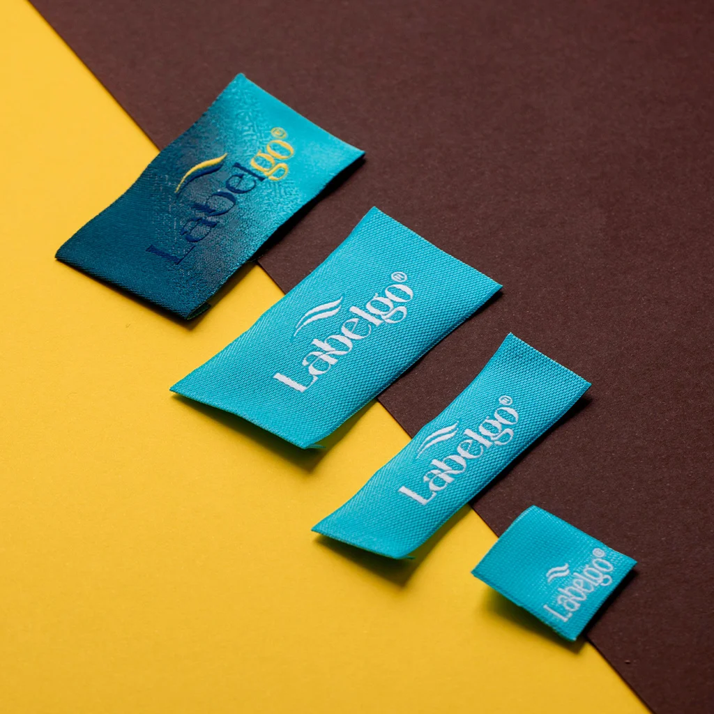 Turquoise Premium Damask Woven Labels manufactured by LabelGo
