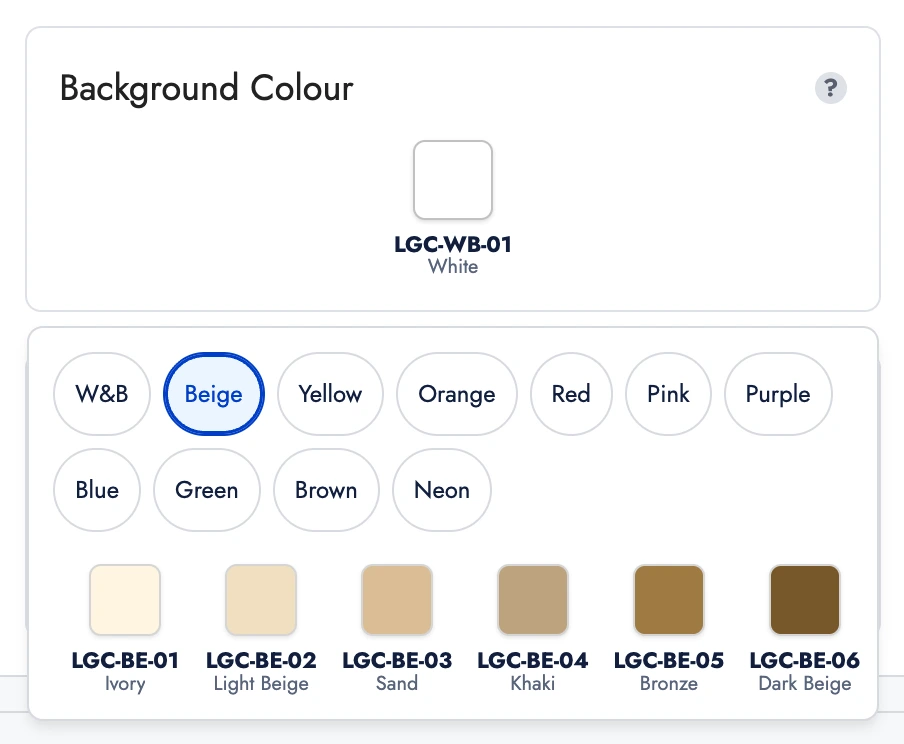 Customise Colours